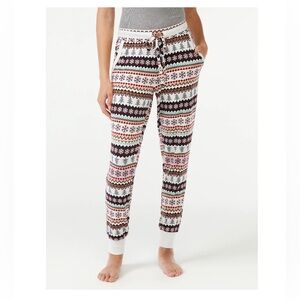 Joyspun Women's Hacci Knit Snowflakes Lounge Sleep Pajama Jogger Pants Small 4-6